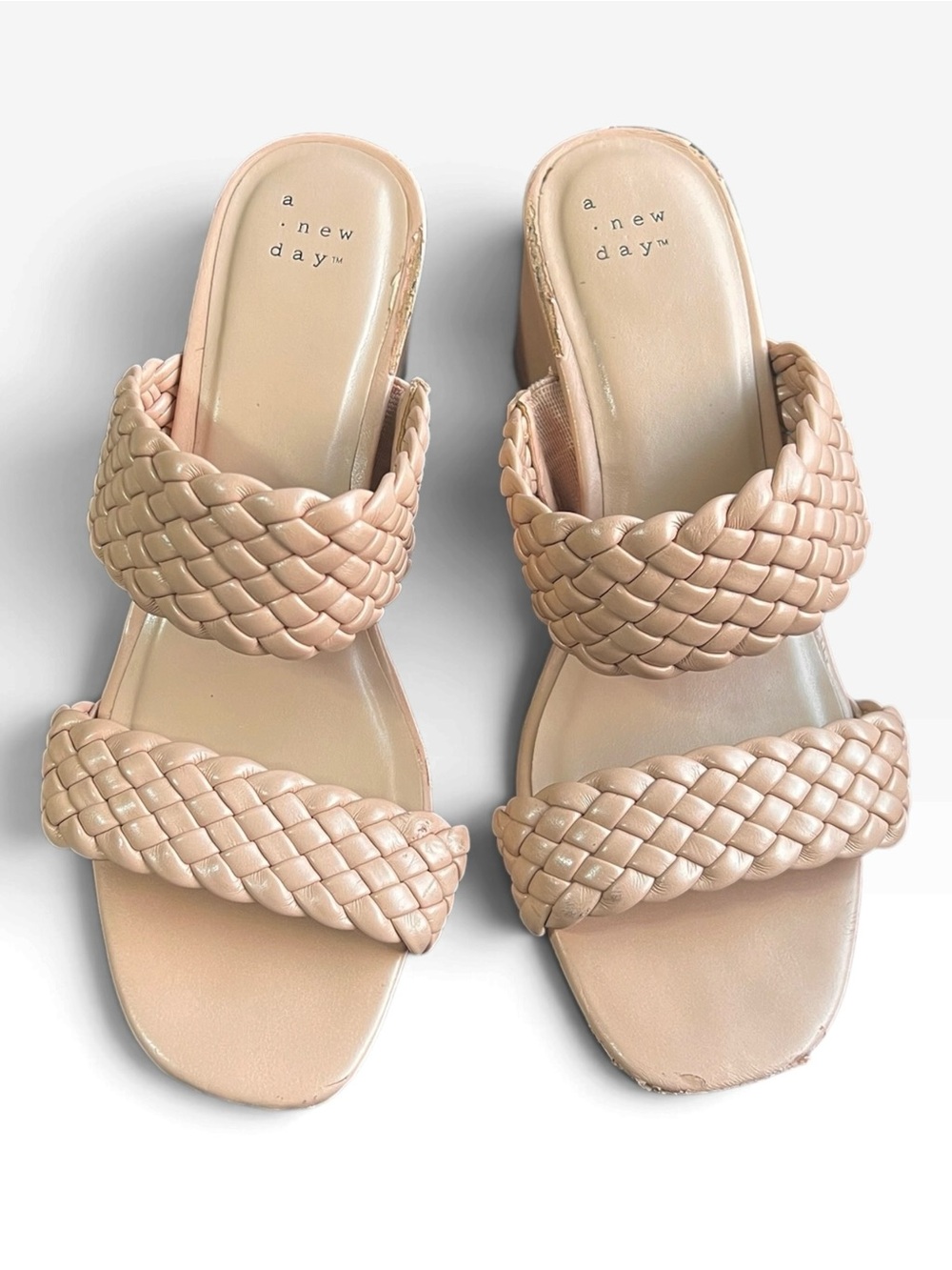 A New Day Women's Braided Slide Nude Sandals Sz 7.5